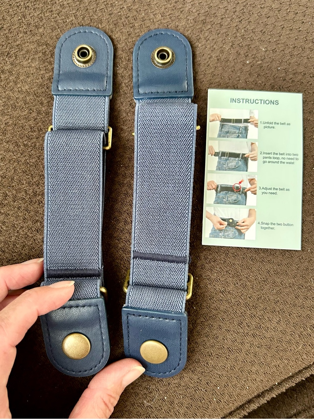 Navy No-Buckle Elastic Waistband Belt - Picture 4 of 6